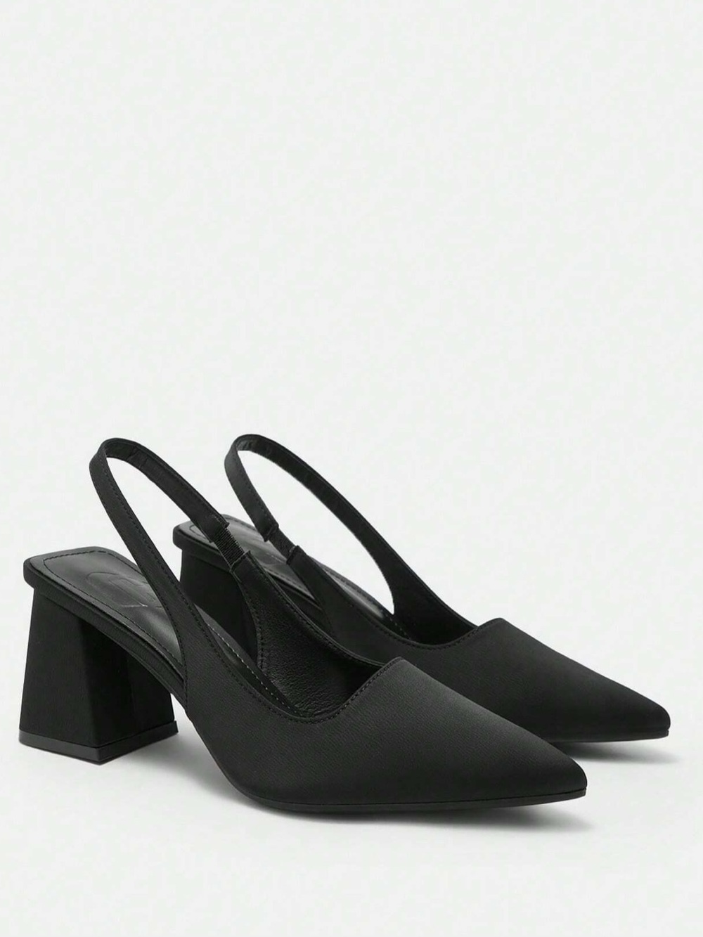 Heels sling back pointed toe matte satin black Size 9.5 EU 40 3” heel comfort